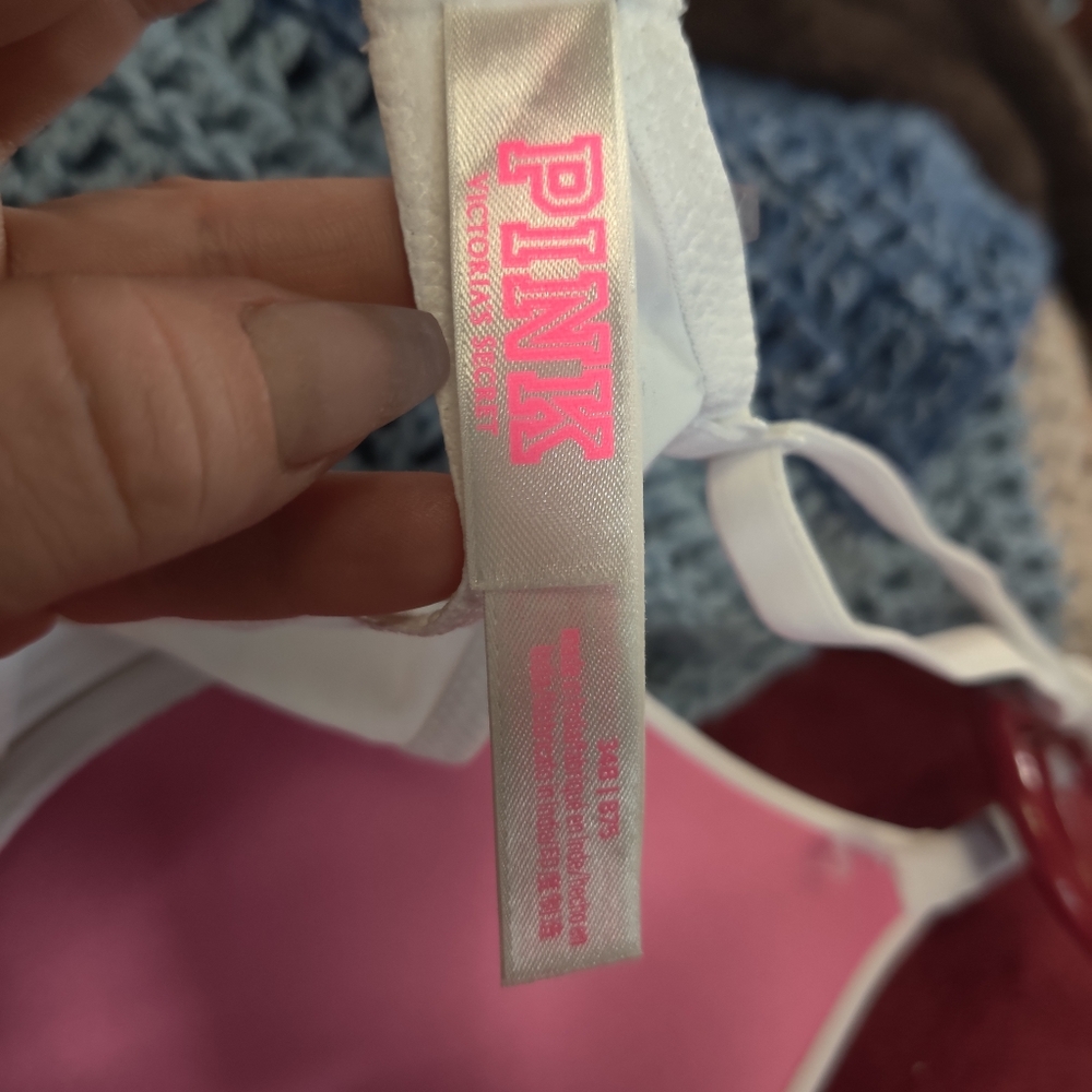 Pink white bra